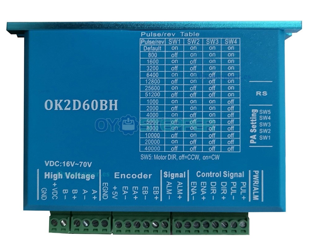 Controlador paso a paso de circuito cerrado 0~5.6A 16~70VDC para motor paso a paso Nema 23, Nema 24